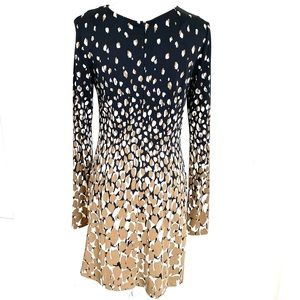 Abstract Animal Print Long Sleeve Form Fitting Dress by 'Chequer'